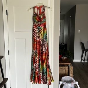 Prom dress, colorful pattern! Only worn once.